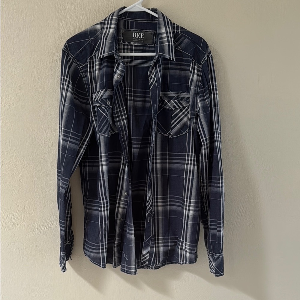 BKE Men's Navy Plaid Shirt